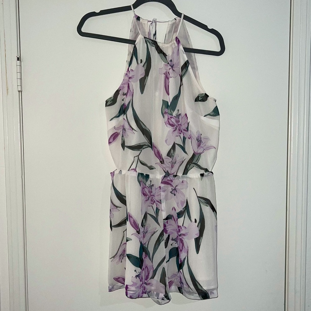Floral Romper White & Purple